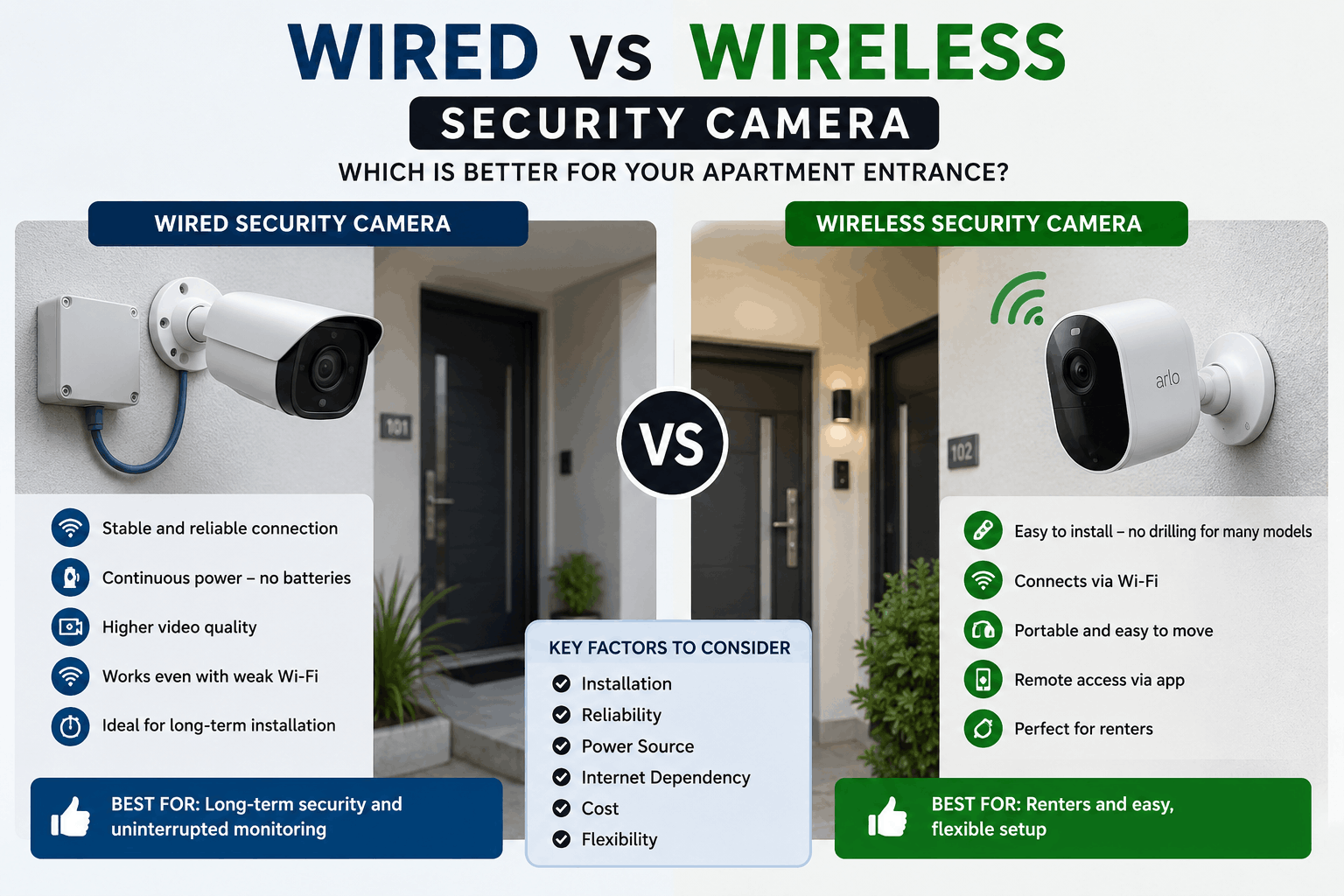 wireless vs wired cameras for apartment entrances